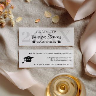 Modern Casual  black white name card graduation Mini Visitenkarte