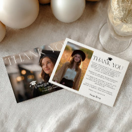Modern Casual Simple Trendy 2 photos graduation Dankeskarte
