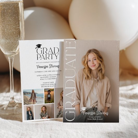 Modern Casual  Simple Trendy 6 photos graduation Ankündigung