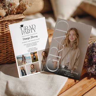 Modern Casual Simple Trendy 6 photos graduation Einladung