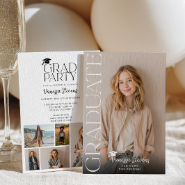 Modern Casual Simple Trendy 6 photos graduation Einladung