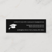 Modern Casual white black name card graduation Mini Visitenkarte (Rückseite)