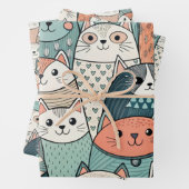 Modern Cat Characters Pattern Geschenkpapier Set (Beispiel)