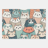 Modern Cat Characters Pattern Geschenkpapier Set (Vorderseite)