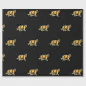 Modern Cat Gold Black Geschenkpapier (Flach)