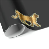 Modern Cat Gold Black Geschenkpapier (Rolleneckpunkt)