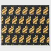 Modern Cat Gold Black Geschenkpapier (Flach)