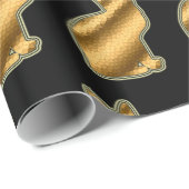 Modern Cat Gold Black Geschenkpapier (Rolleneckpunkt)