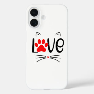 Modern Cat Lover Paw Print iPhone 16 Hülle