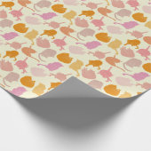 Modern Cat Pattern Rosa Orange Geschenkpapier (Ecke)