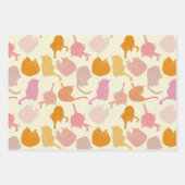 Modern Cat Pattern Rosa Orange Geschenkpapier Set (Vorderseite 3)