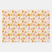 Modern Cat Pattern Rosa Orange Geschenkpapier Set (Vorderseite 2)