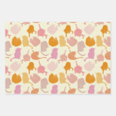 Modern Cat Pattern Rosa Orange Geschenkpapier Set (Vorderseite)