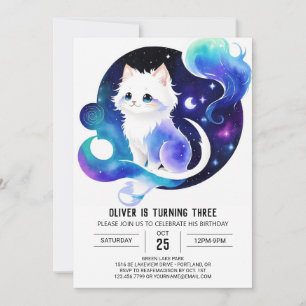 Modern Cat Printable Birthday Einladung