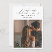 Modern Celebrate With Us 2 Photo Engagement Party Einladung (Vorderseite)