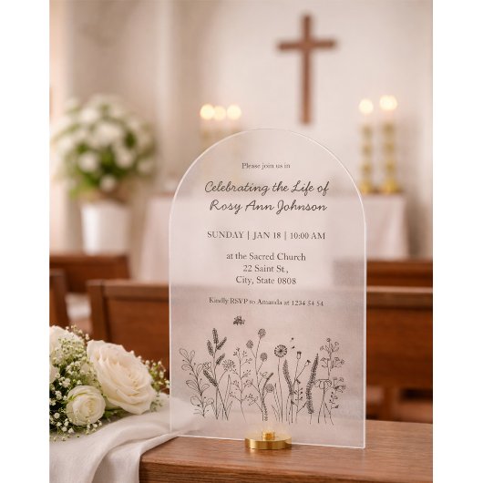 Modern Celebration of Life Arch Acrylic Invitation Acryleinladungen