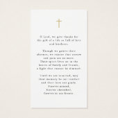 Modern Celebration of Life Cross Photo Prayer Card (Rückseite)