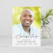 Modern Celebration of Life Funeral Memorial Photo Einladung (Stehend Vorderseite)