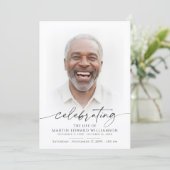 Modern Celebration of Life Memorial Funeral Photo Einladung (Stehend Vorderseite)