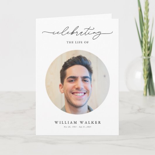 Modern Celebration Of Life Photo Funeral Program Karte (Vorderseite)