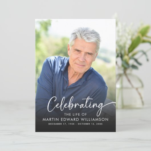 Modern Celebration of Life Photo Funeral Programm (Stehend Vorderseite)