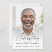 Modern Celebration of Life Photo White Memorial Einladung (Vorderseite)