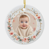 Modern Celestial Baby’s 1st Christmas Elegant Keramik Ornament (Vorne)