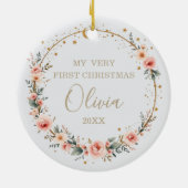 Modern Celestial Baby’s 1st Christmas Elegant Keramik Ornament (Hinten)