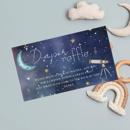 Modern Celestial Moon & Stars Diaper Raffle Begleitkarte