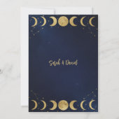 Modern Celestial Navy and Gold Moon Stars Wedding  Einladung (Rückseite)