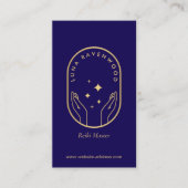 Modern Celestial Reiki Master Healing Hands Blue Visitenkarte (Vorderseite)