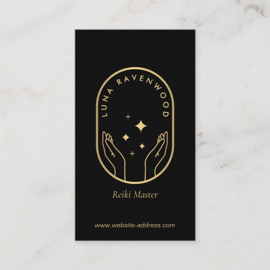 Modern Celestial Reiki Practitioner Healing Hands  Visitenkarte (Vorderseite)