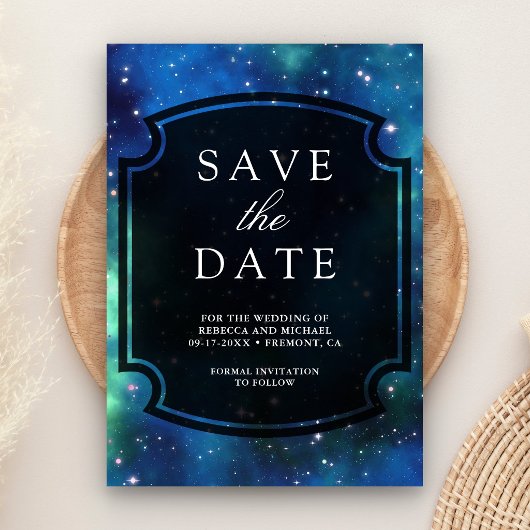 Modern Celestial Space Galaxy Wedding Save The Date