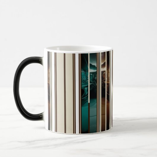 Modern Celestial Triple Stripe Color Morphing Mug Verwandlungstasse (Links)