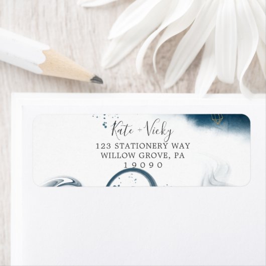 Modern Celestial Watercolor Rücksendeadresse (Insitu)