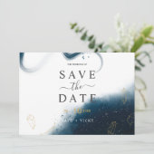 Modern Celestial Watercolor Save the Date Card (Stehend Vorderseite)
