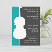 Modern Cello Erwägungsgrund Einladung - Blau (Stehend Vorderseite)