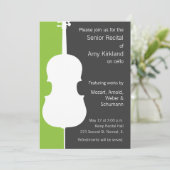 Modern Cello Erwägungsgrund Einladung - grün und g (Stehend Vorderseite)