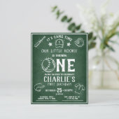 Modern Chalkboard Baseball Budget 1b Geburtstag (Stehend Vorderseite)