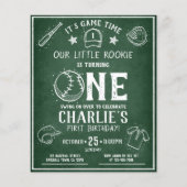 Modern Chalkboard Baseball Budget 1b Geburtstag (Vorderseite)