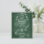 Modern Chalkboard Baseball Budget Geburtstag Einla (Stehend Vorderseite)