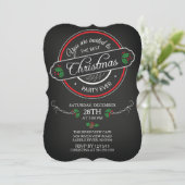 Modern Chalkboard Best Christmas Party Einladung (Stehend Vorderseite)