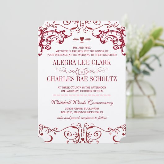 Modern Chalkboard Burgundy Typografie einladen Einladung (Stehend Vorderseite)