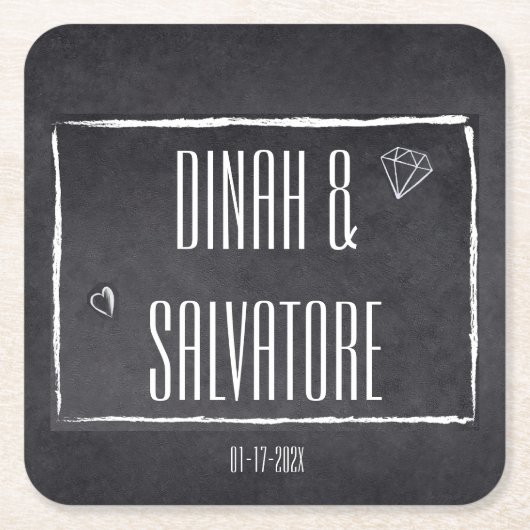 Modern Chalkboard Einfache Skripte Rechteckiger Pappuntersetzer (Vorderseite)