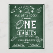 Modern Chalkboard Football Budget 1e Geburtstag (Vorderseite)