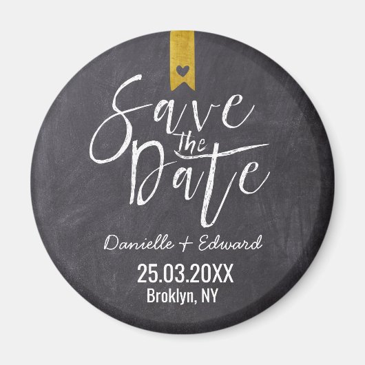 Modern Chalkboard Handwriting Save the Date Magnet (Vorne)
