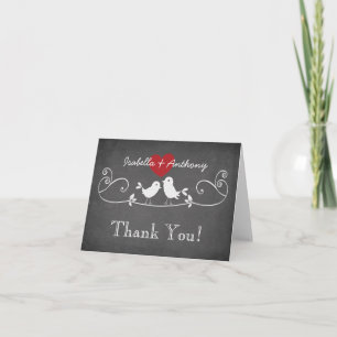 Modern Chalkboard Love Birds Danke Note Card