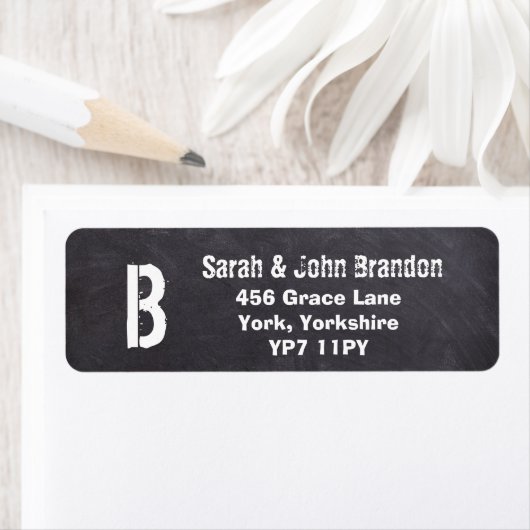Modern Chalkboard Monogram Wedding Address Label (Insitu)