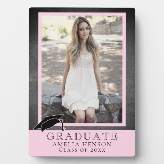 Modern Chalkboard Pink Abschluss Graduate Foto Fotoplatte (Vorderseite)