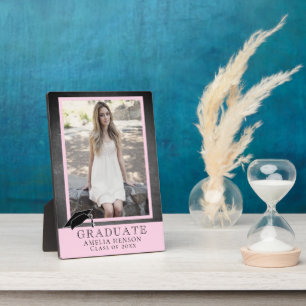 Modern Chalkboard Pink Abschluss Graduate Foto Fotoplatte